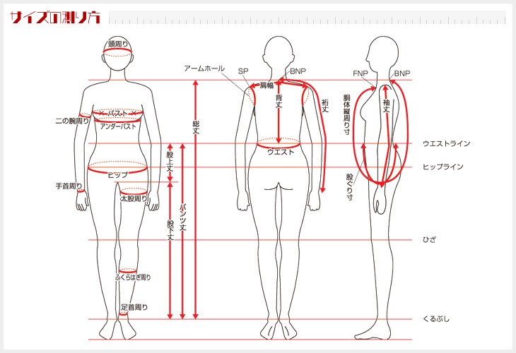 サイズ表・サイズの測り方 – コスプレ問屋