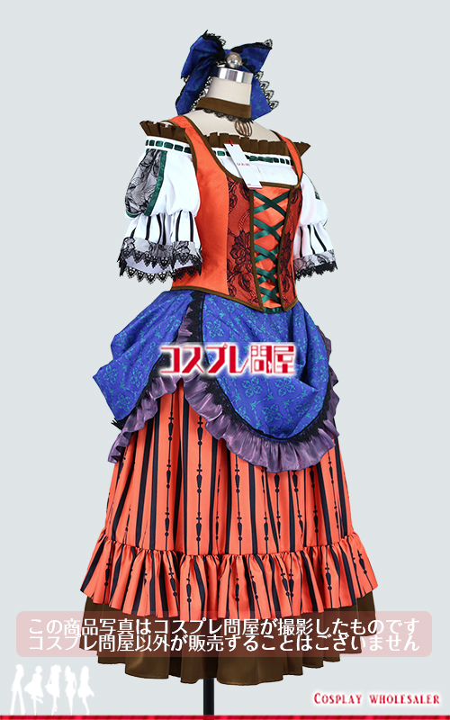 東京ディズニーランド（TDL） ザ・ヴィランズ・ハロウィーン“Into the Frenzy” ガストンガールズ ダンサー(オレンジ・青) 髪飾りとパニエ付き レプリカ衣装 フルオーダー [5819]