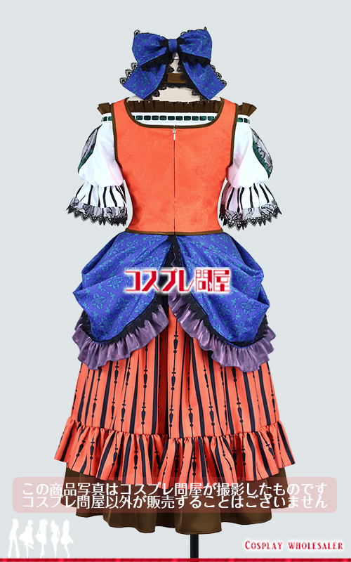 東京ディズニーランド（TDL） ザ・ヴィランズ・ハロウィーン“Into the Frenzy” ガストンガールズ ダンサー(オレンジ・青) 髪飾りとパニエ付き レプリカ衣装 フルオーダー [5819]